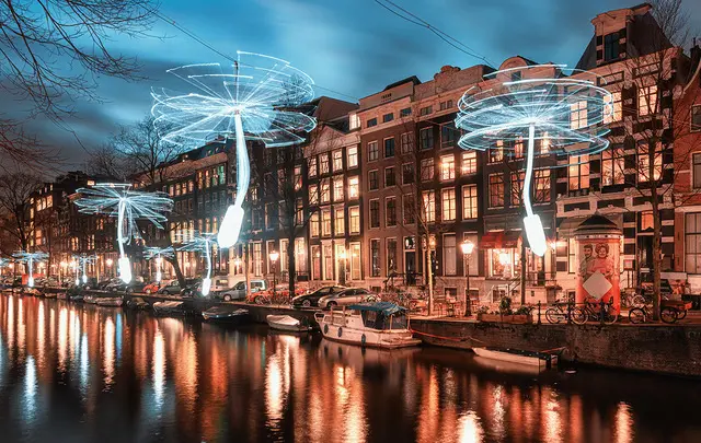 Art display in the canals of Amsterdam