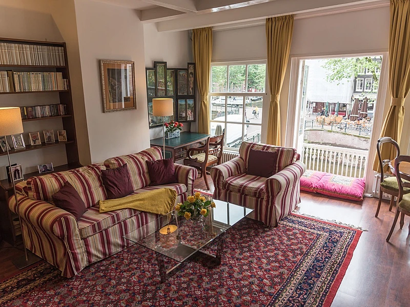 Living Area with the view of Balcony Prinsen apartment Amsterdam