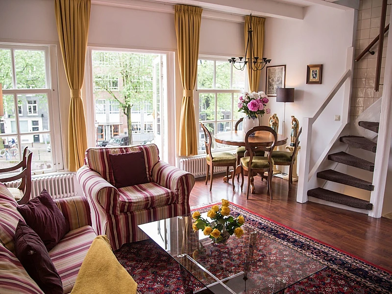 Living Area with the of stairs Prinsen apartment Amsterdam