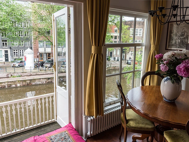 Dining Table with the of Balcony Prinsen apartment Amsterdam