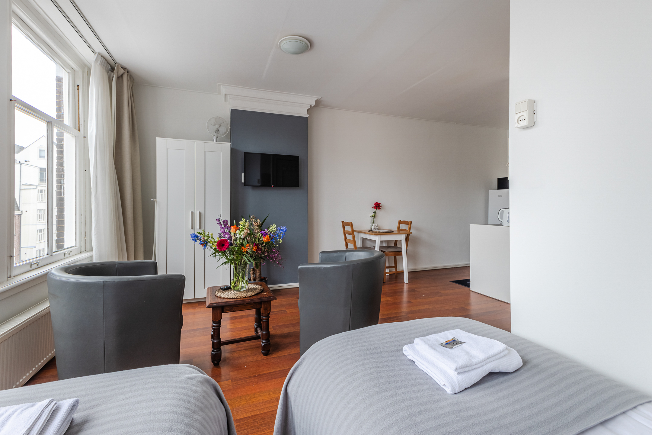 View from Bed Area Albert Cuypstraat III B studio Amsterdam