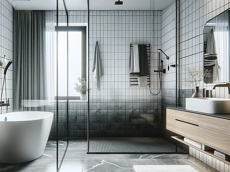 Modern bathroom with shower