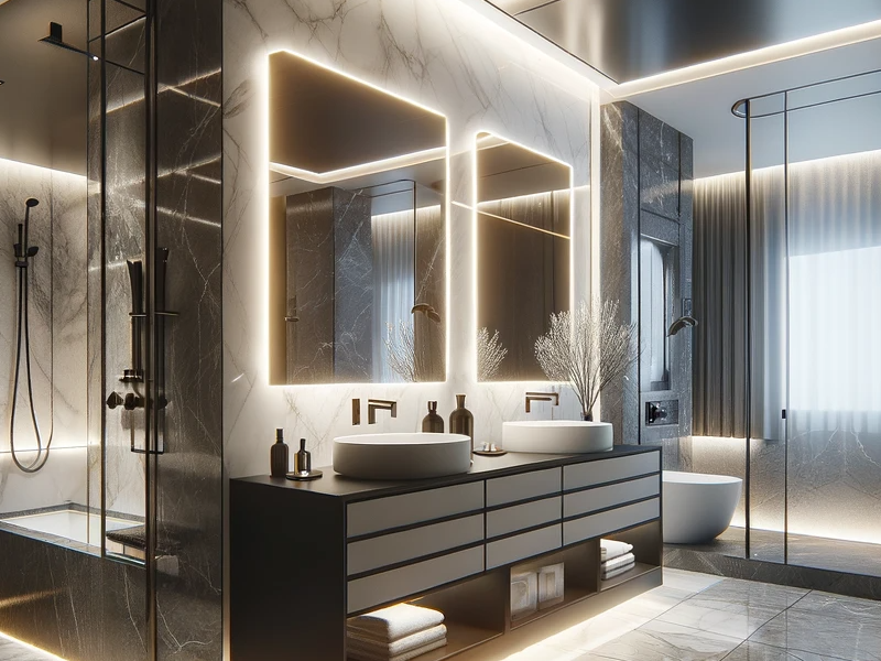 Modern bathroom with shower
