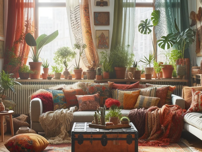 Spacious living room with modern furniture