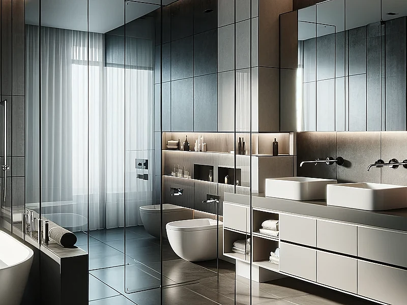 Modern bathroom with shower