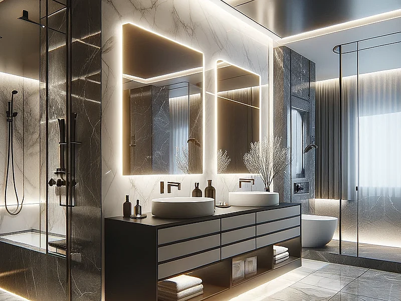 Modern bathroom with shower